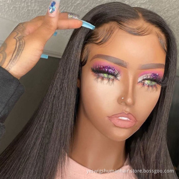 Hd Full Transparent Lace Frontal Closure Wigs for black women Raw Brazilian Straight Virgin 100% Human Hair 13X4 Lace Front Wig